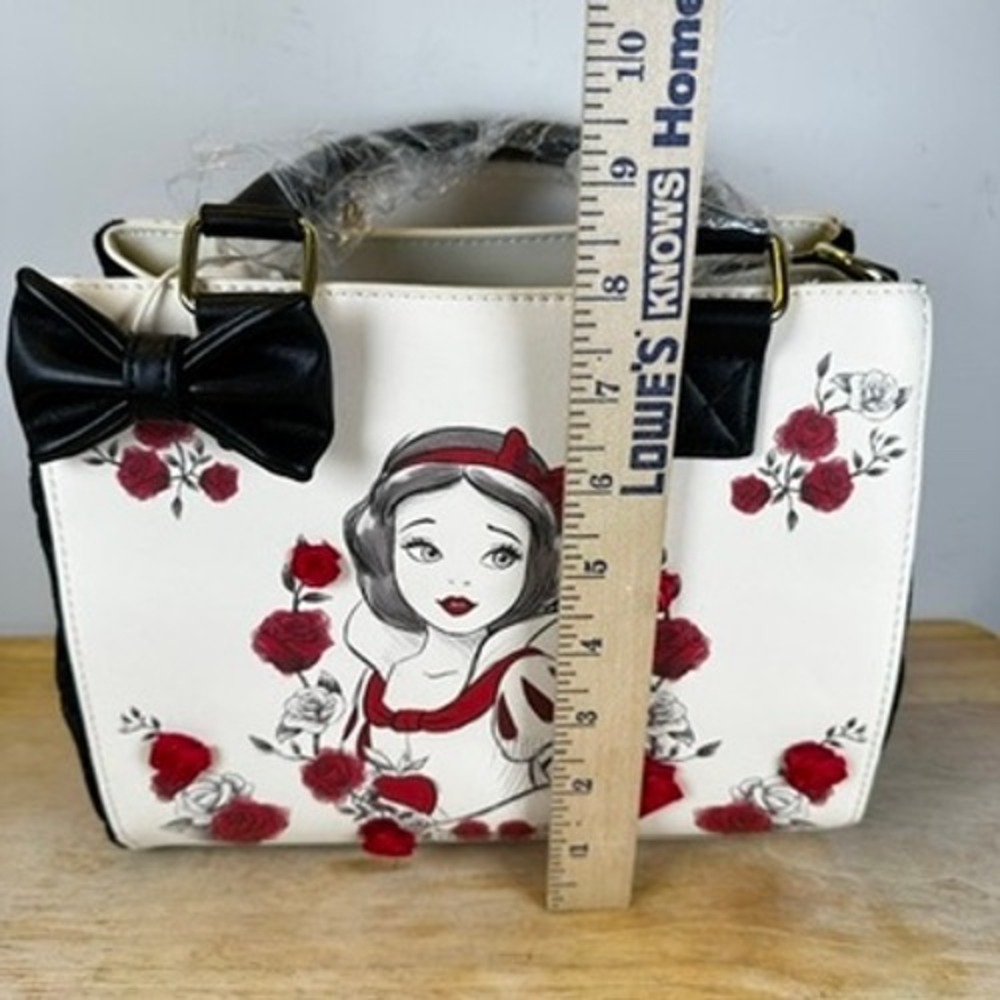 Loungefly Disney Snow White Roses Tote Bag Handbag Velvet Satchel Crossbody Bow - Picture 15 of 16